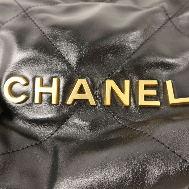 CHANEL 羊皮皮革Mini 22金扣手挽肩背兩用袋-8