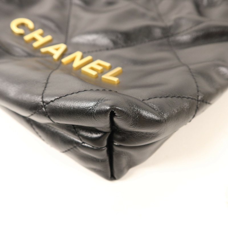 CHANEL 羊皮皮革Mini 22金扣手挽肩背兩用袋-11