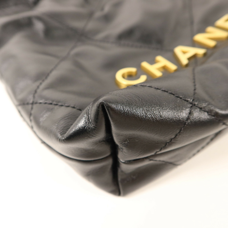 CHANEL 羊皮皮革Mini 22金扣手挽肩背兩用袋-12
