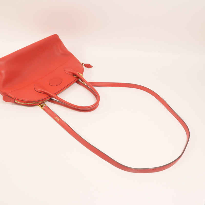HERMES Swift皮革Bolide 27金扣手挽肩背兩用袋Rouge de Coeur-7