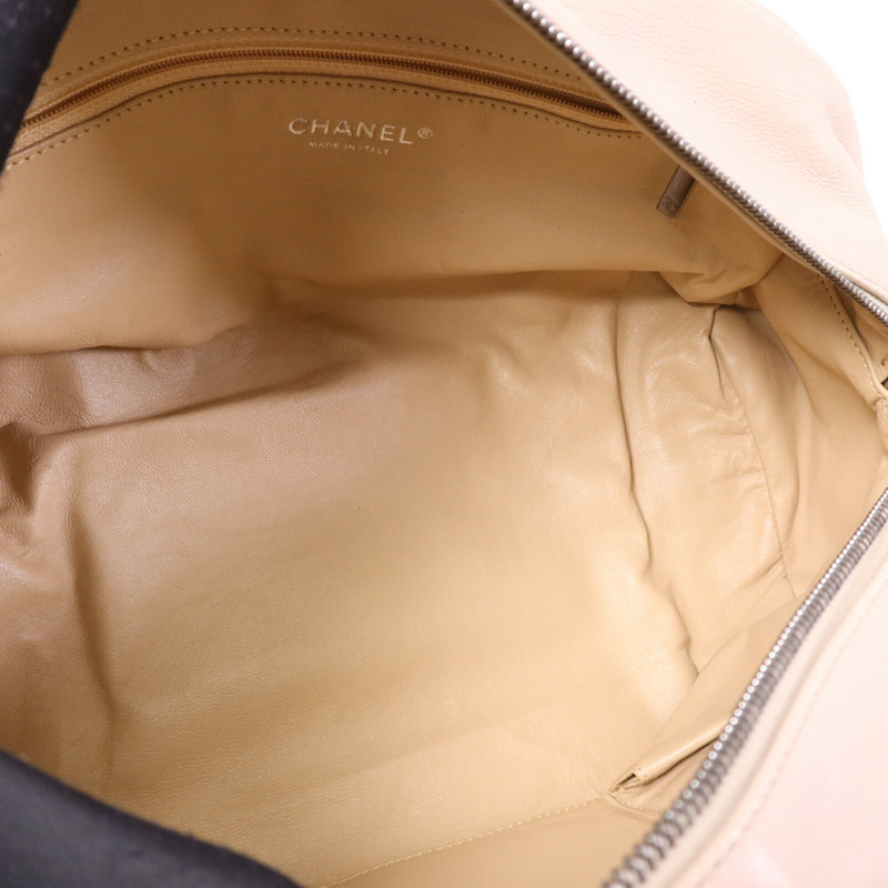 CHANEL 牛皮皮革Boston Bag銀扣鏈帶手挽袋-4