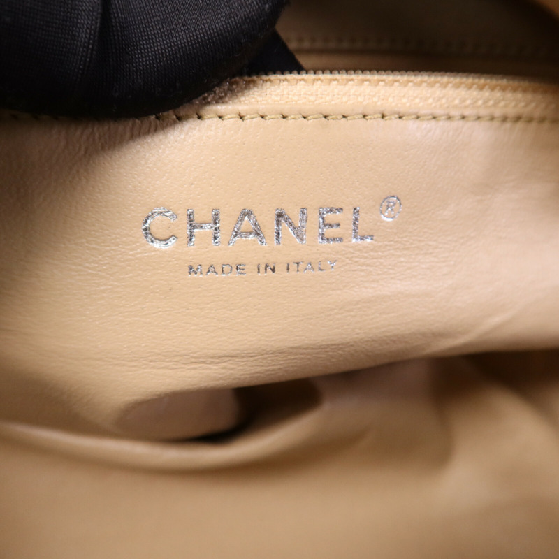 CHANEL 牛皮皮革Boston Bag銀扣鏈帶手挽袋-5