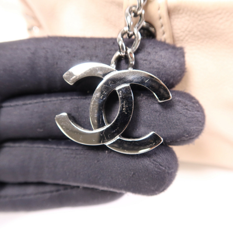 CHANEL 牛皮皮革Boston Bag銀扣鏈帶手挽袋-6