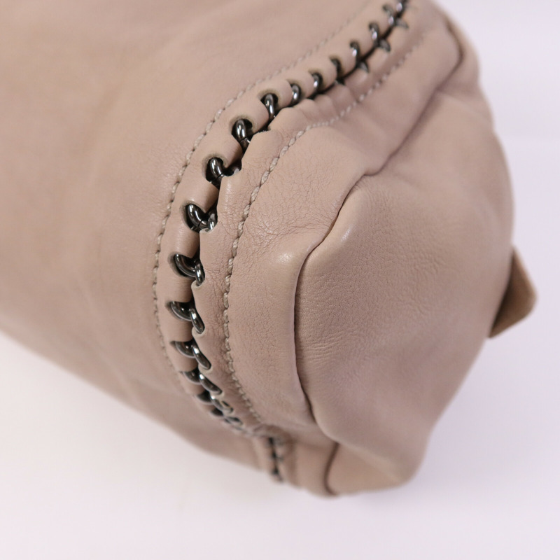 CHANEL 牛皮皮革Boston Bag銀扣鏈帶手挽袋-9