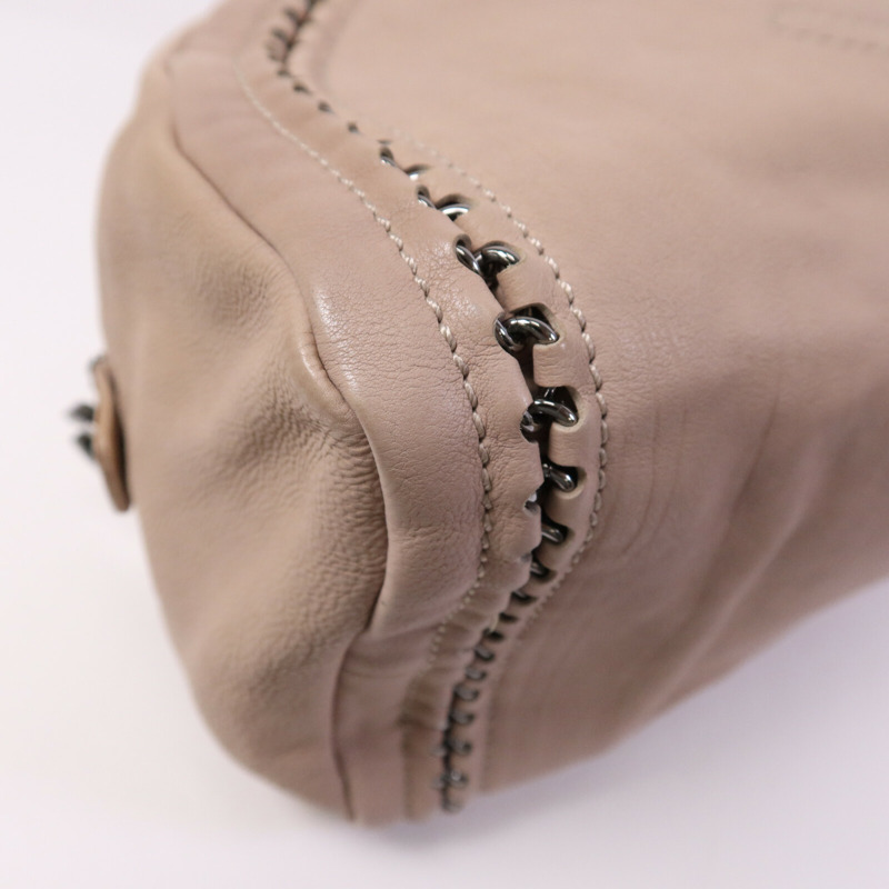CHANEL 牛皮皮革Boston Bag銀扣鏈帶手挽袋-10