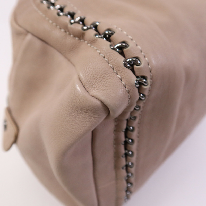 CHANEL 牛皮皮革Boston Bag銀扣鏈帶手挽袋-12
