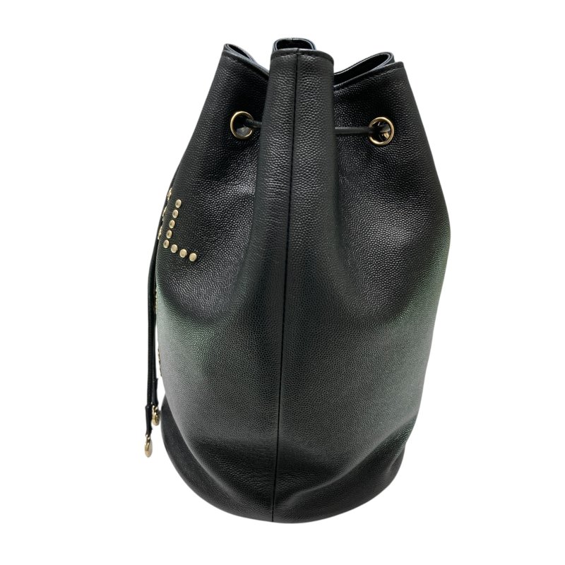 CHANEL 香奈兒 AS1045 皮革 鉚釘水桶包 黑色-3