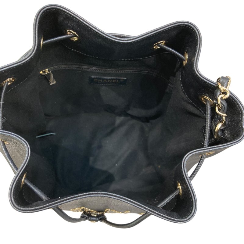 CHANEL 香奈兒 AS1045 皮革 鉚釘水桶包 黑色-6