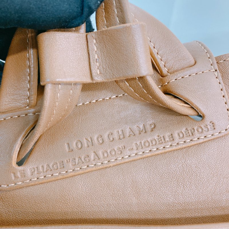 MS0574 Longchamp 瓏驤 餃子 背包 書包 牛皮 棕色 銀扣 Le Pliage Cuir XS MINI Leather Backpack Brown x PHW-9