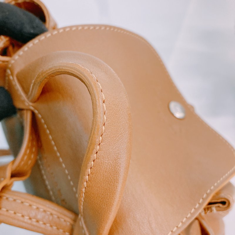 MS0574 Longchamp 瓏驤 餃子 背包 書包 牛皮 棕色 銀扣 Le Pliage Cuir XS MINI Leather Backpack Brown x PHW-10