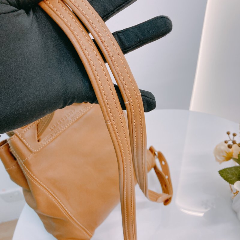 MS0574 Longchamp 瓏驤 餃子 背包 書包 牛皮 棕色 銀扣 Le Pliage Cuir XS MINI Leather Backpack Brown x PHW-14