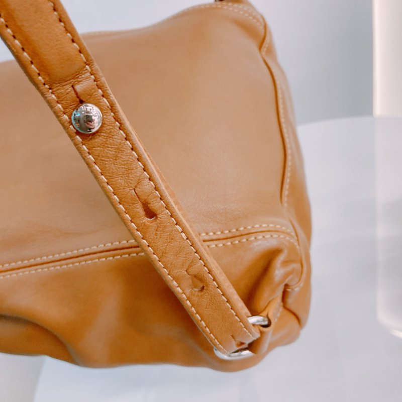 MS0574 Longchamp 瓏驤 餃子 背包 書包 牛皮 棕色 銀扣 Le Pliage Cuir XS MINI Leather Backpack Brown x PHW-15