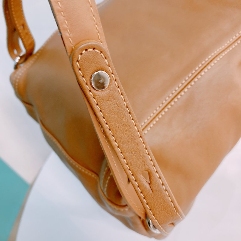 MS0574 Longchamp 瓏驤 餃子 背包 書包 牛皮 棕色 銀扣 Le Pliage Cuir XS MINI Leather Backpack Brown x PHW-16