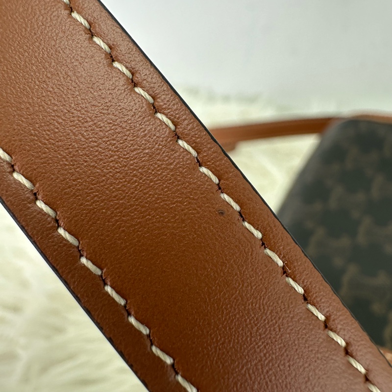 CELINE Triomphe Folco 啡色馬鞍包-10