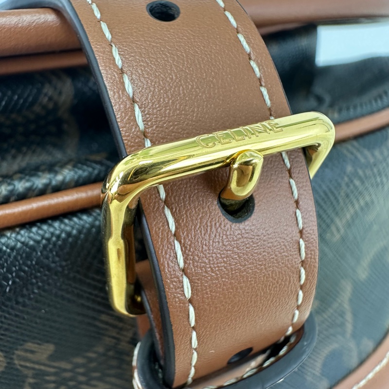 CELINE Triomphe Folco 啡色馬鞍包-13