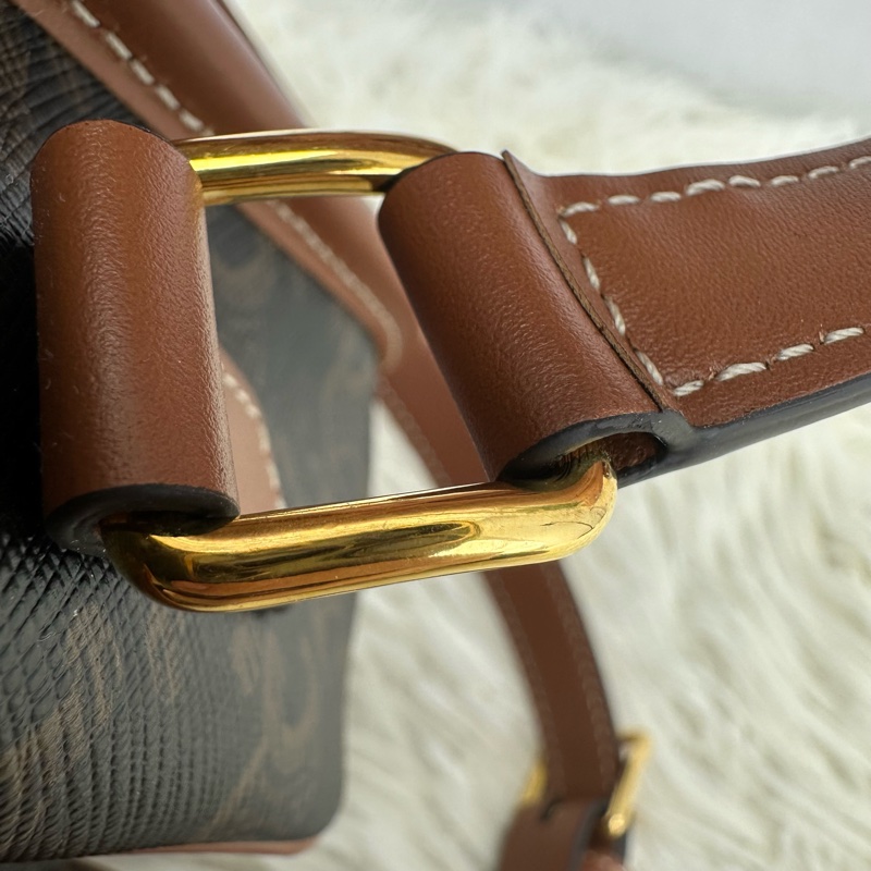 CELINE Triomphe Folco 啡色馬鞍包-16