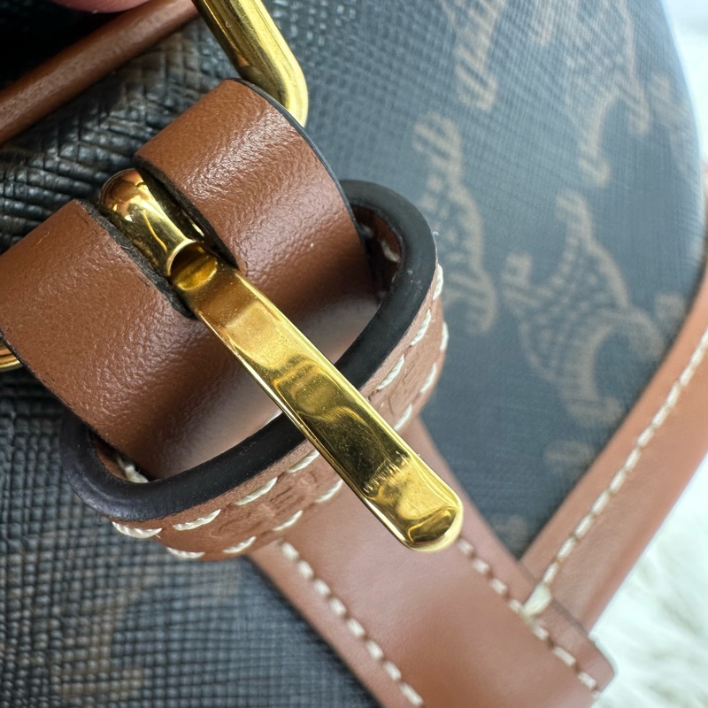 CELINE Triomphe Folco 啡色馬鞍包-18