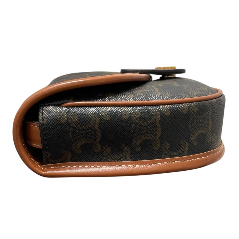 CELINE 思琳 TRIOMPHE BESACE 凱旋門迷你肩背包 PVC帆布 老花 棕色 金釦-3