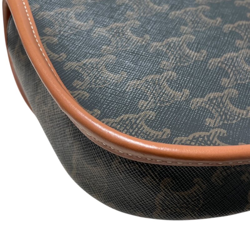 CELINE 思琳 TRIOMPHE BESACE 凱旋門迷你肩背包 PVC帆布 老花 棕色 金釦-8