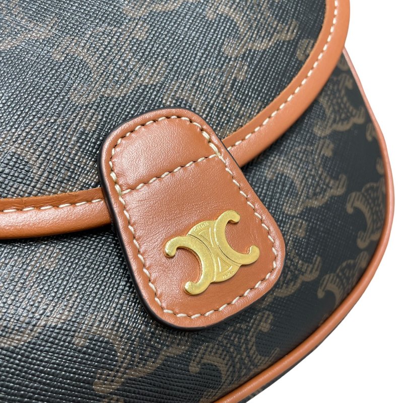 CELINE 思琳 TRIOMPHE BESACE 凱旋門迷你肩背包 PVC帆布 老花 棕色 金釦-12