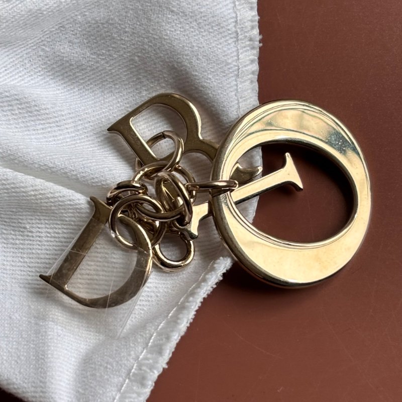 可拆吊飾 ::Christian Dior:: Voyageur 奶灰色ㄇ型 拉鍊長夾-3