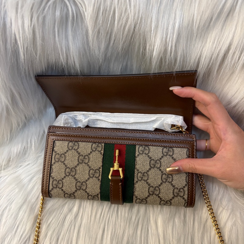 Gucci Jackie1961老花皮夾鍊包-5