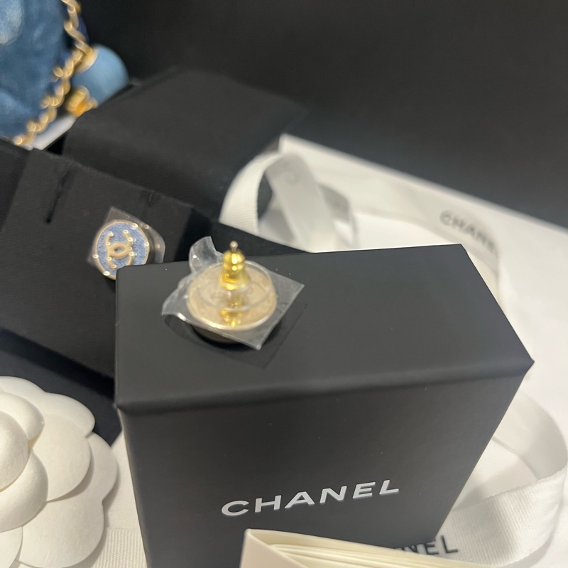 全新 Chanel 丹寧牛仔 耳針 耳環-4
