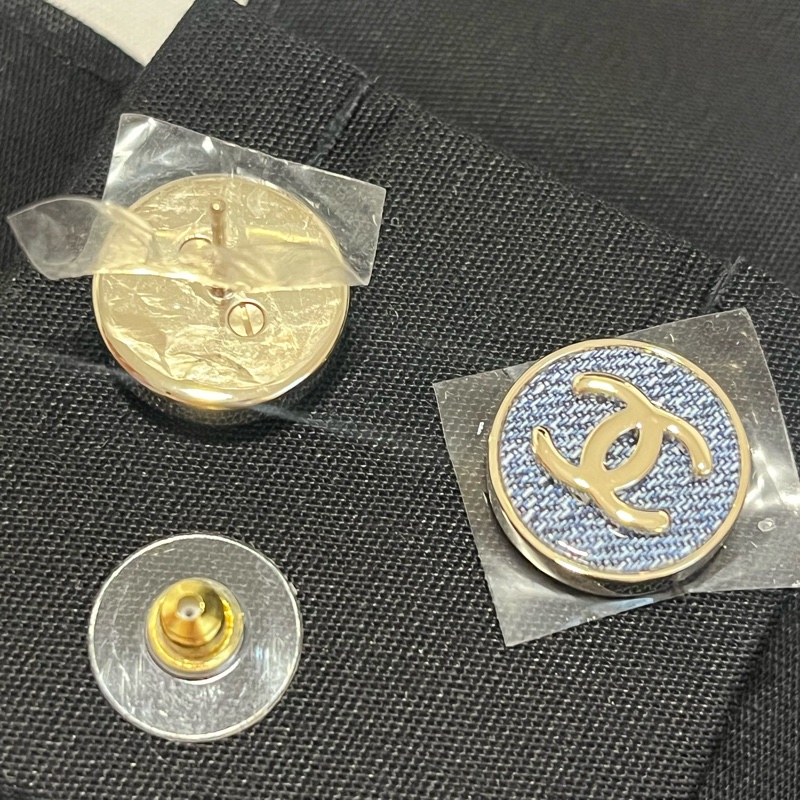 全新 Chanel 丹寧牛仔 耳針 耳環-11