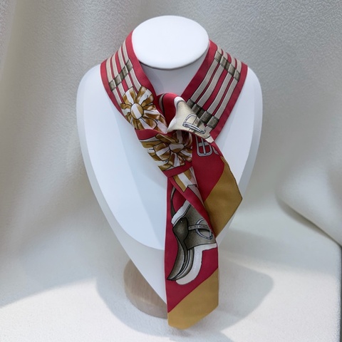 Hermes Jumping Twilly 紅色馬鞍釦絲巾XB713