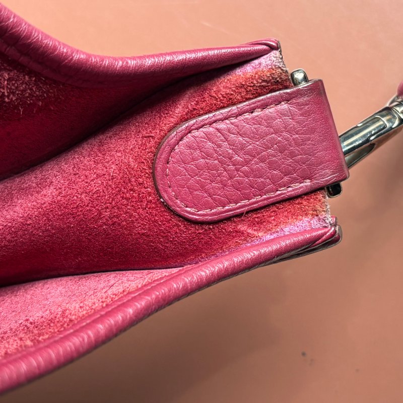 ::HERMES::🄾刻 銀釦 Evelyne 29 酒紅色斜背包-19