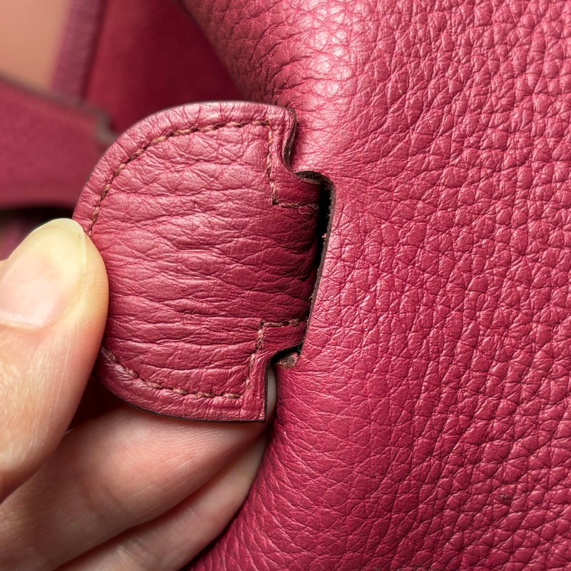 ::HERMES::🄾刻 銀釦 Evelyne 29 酒紅色斜背包-21