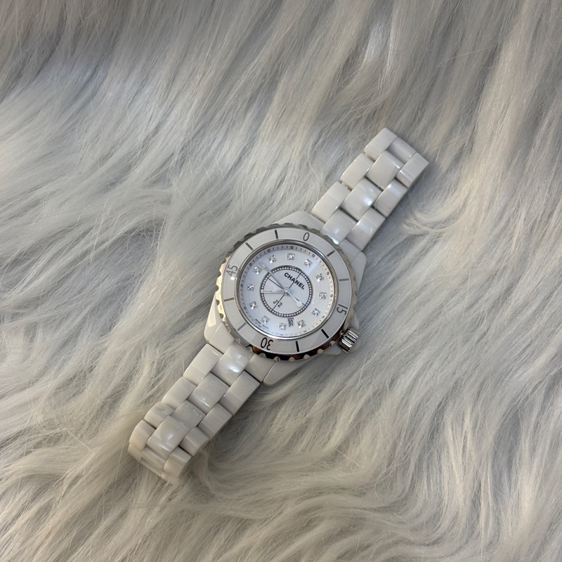Chanel  J12白陶瓷12點鑽33錶徑腕錶-0