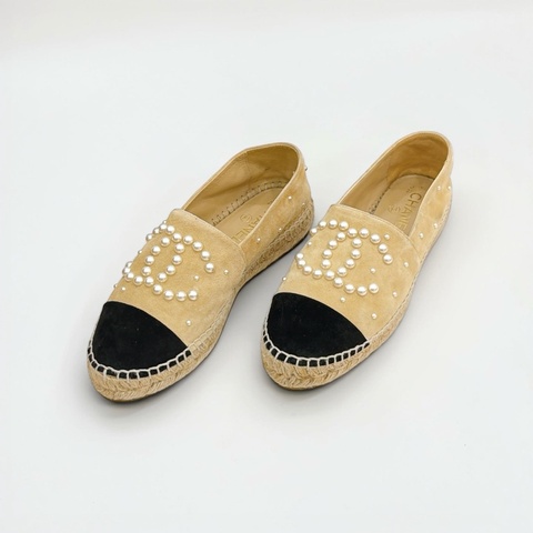 莉亞精品♡ Chanel 珍珠膚色漁夫鞋 #37