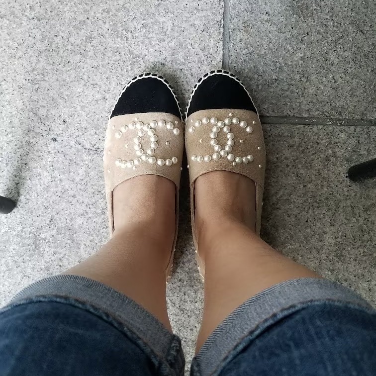 莉亞精品♡ Chanel 珍珠膚色漁夫鞋 #37-1