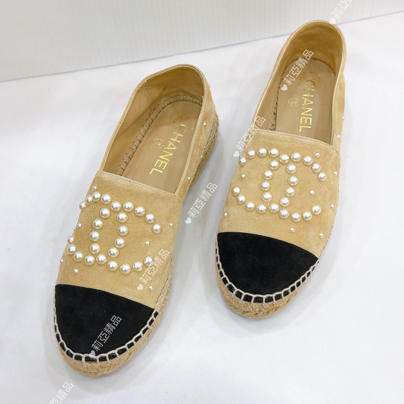 莉亞精品♡ Chanel 珍珠膚色漁夫鞋 #37-2