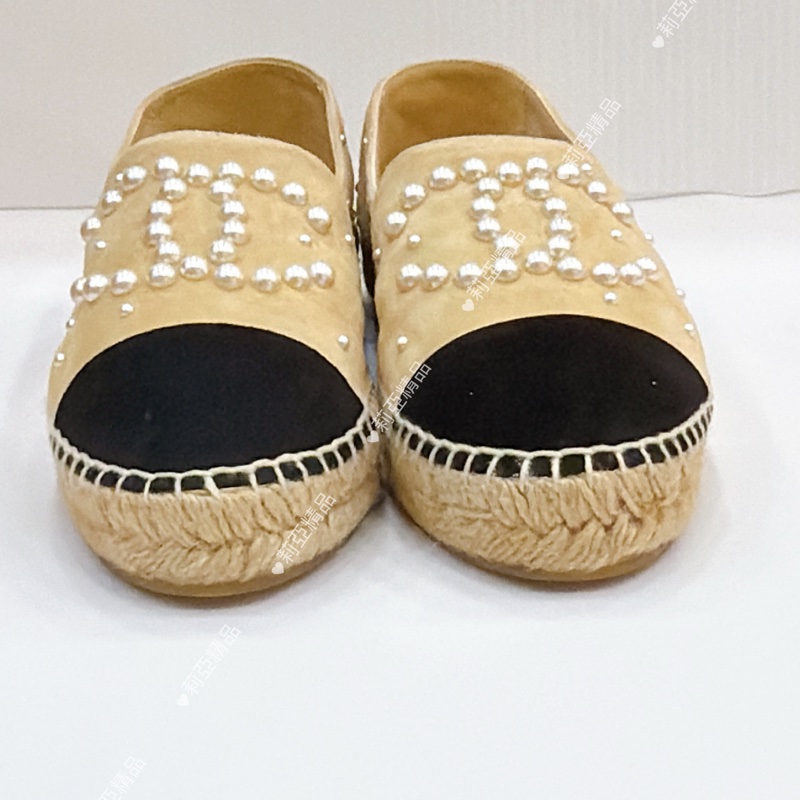 莉亞精品♡ Chanel 珍珠膚色漁夫鞋 #37-3