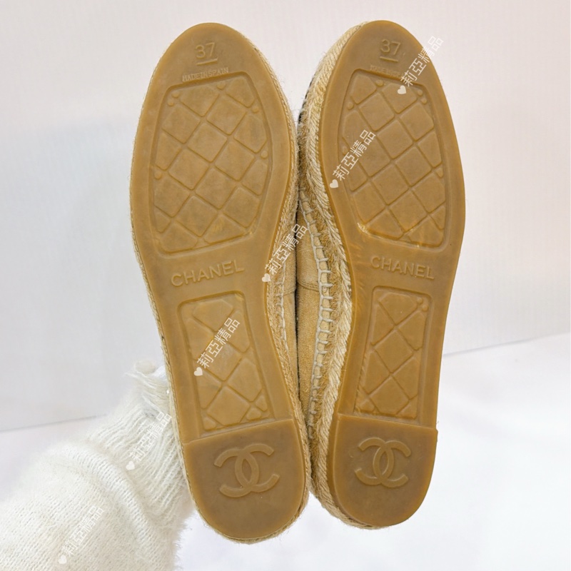 莉亞精品♡ Chanel 珍珠膚色漁夫鞋 #37-5