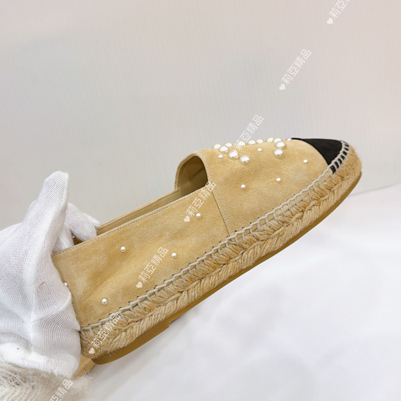 莉亞精品♡ Chanel 珍珠膚色漁夫鞋 #37-6