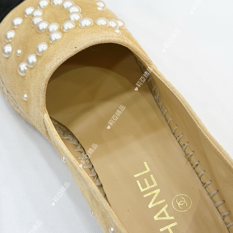 莉亞精品♡ Chanel 珍珠膚色漁夫鞋 #37-8