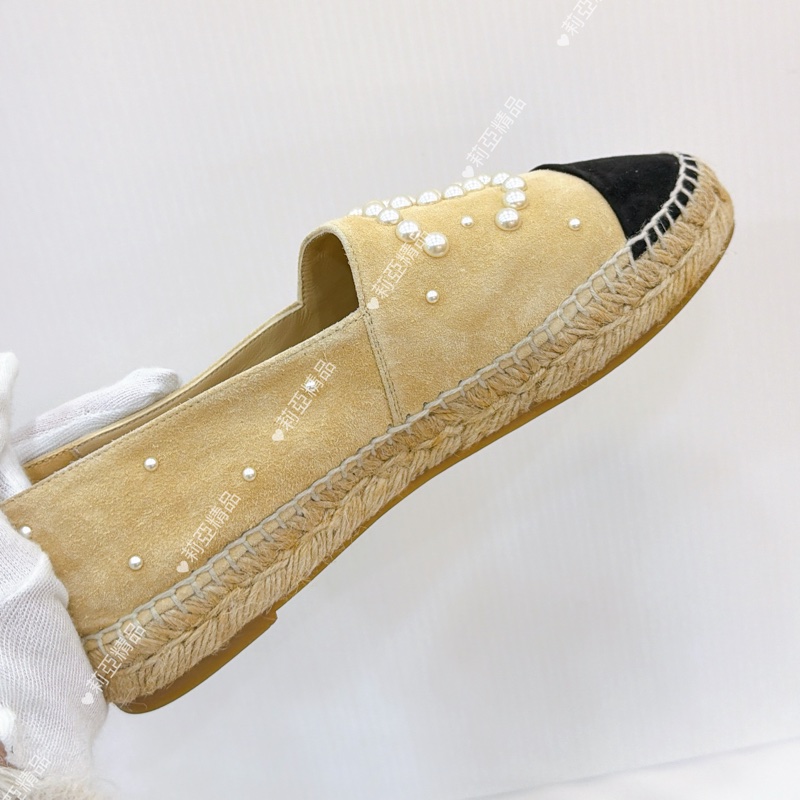 莉亞精品♡ Chanel 珍珠膚色漁夫鞋 #37-9