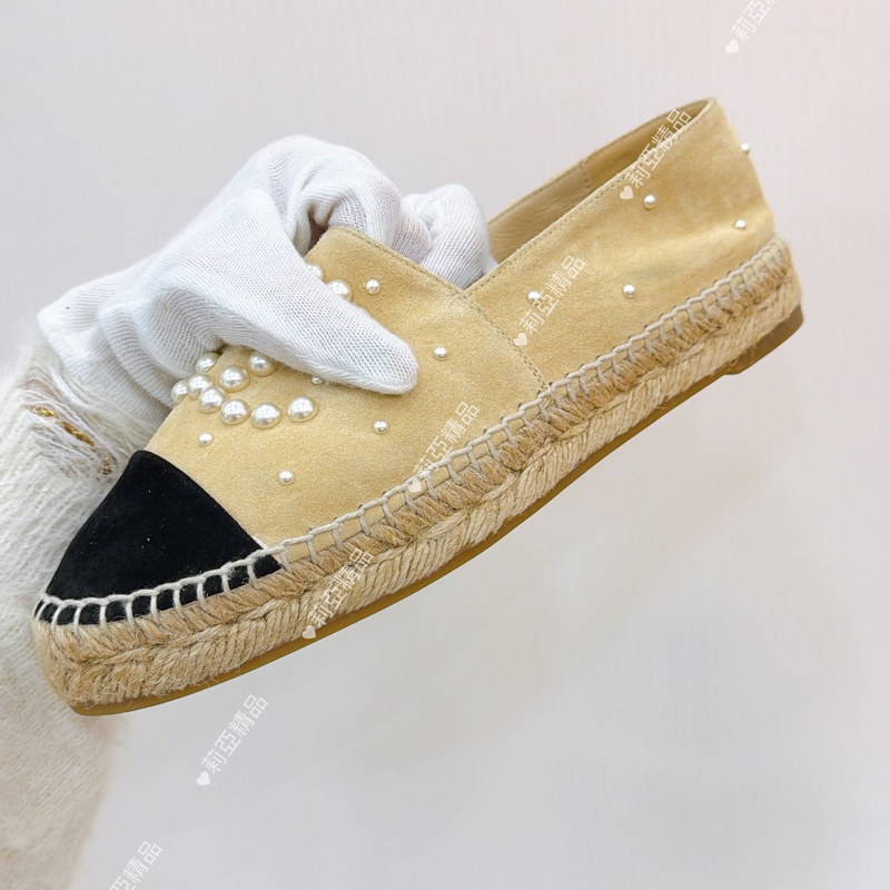 莉亞精品♡ Chanel 珍珠膚色漁夫鞋 #37-10