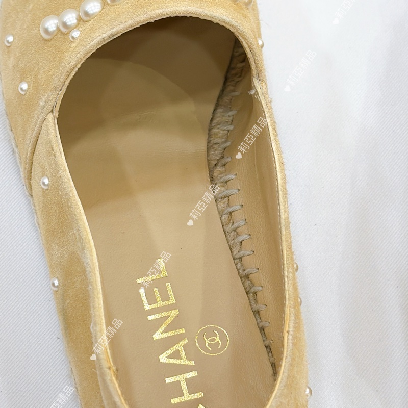 莉亞精品♡ Chanel 珍珠膚色漁夫鞋 #37-11