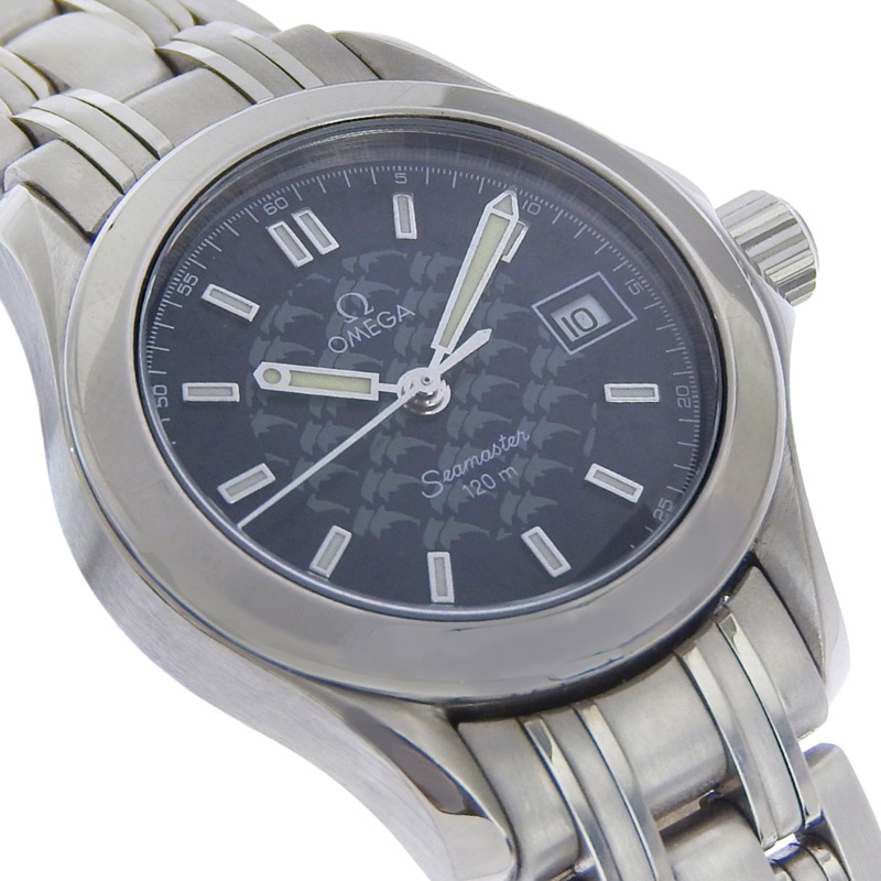 歐米茄海馬系列120米雅克·馬約爾腕錶,限量發行1500枚,機芯型號1424,2586.80,不銹鋼錶殼,銀色石英機芯,指針式顯示,海軍藍錶盤,女士款-2