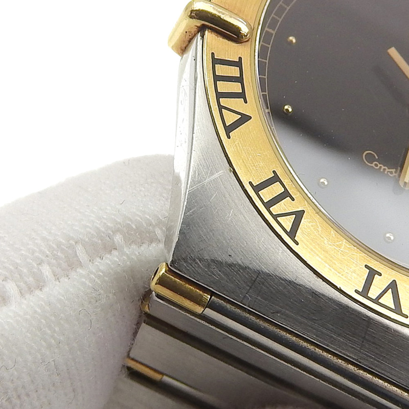 歐米茄星座系列男士腕錶,不鏽鋼錶殼,銀色石英機芯,指針式顯示,黑色錶盤-7