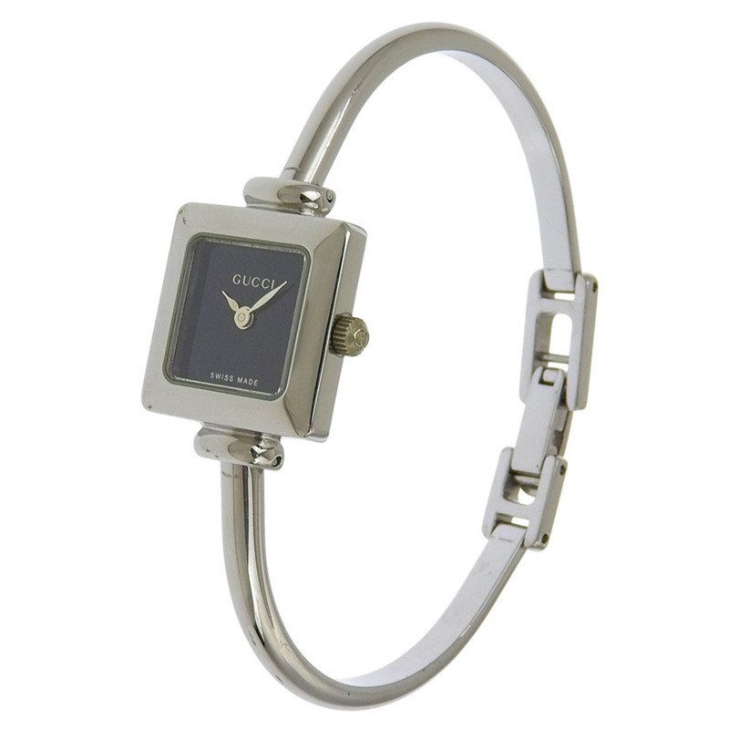 Gucci 女士 1900L 不鏽鋼石英模擬腕錶,黑色錶盤-1