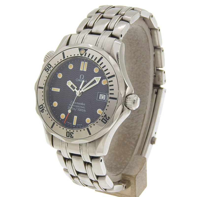 歐米茄海馬300公尺腕錶,1538 2562.80機芯,不鏽鋼錶殼,1995年,石英機芯,指針式顯示,海軍藍錶盤,300公尺防水,男士腕錶-1