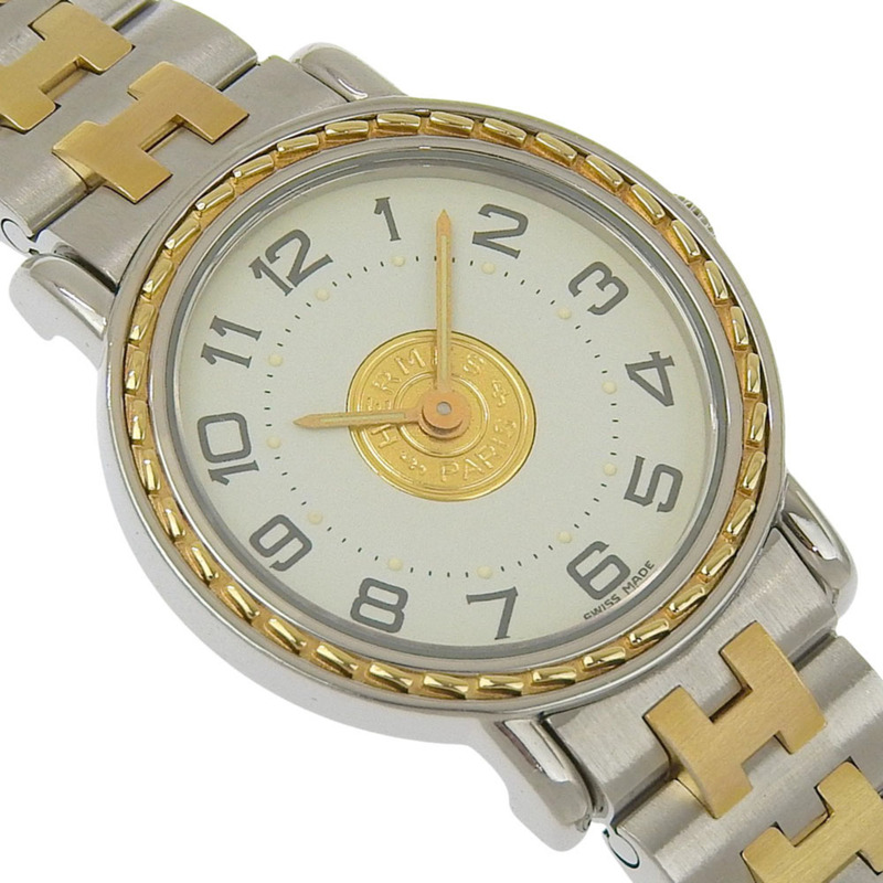 愛馬仕 SE4.220 系列女士不鏽鋼石英模擬顯示白色錶盤腕錶-2