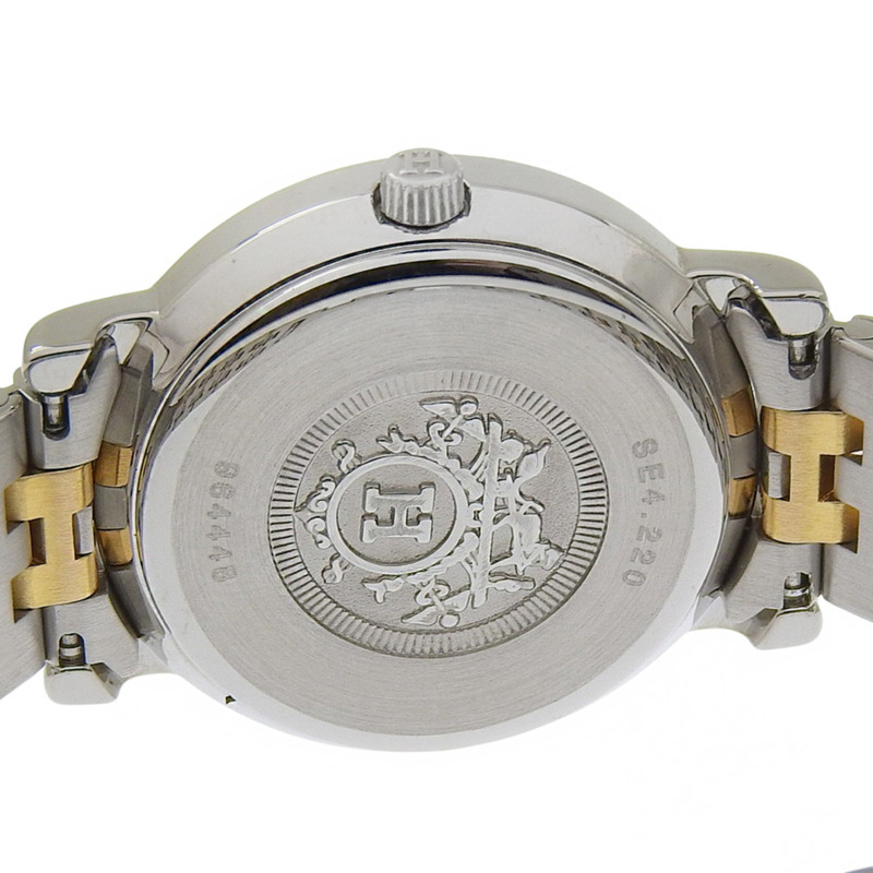 愛馬仕 SE4.220 系列女士不鏽鋼石英模擬顯示白色錶盤腕錶-5