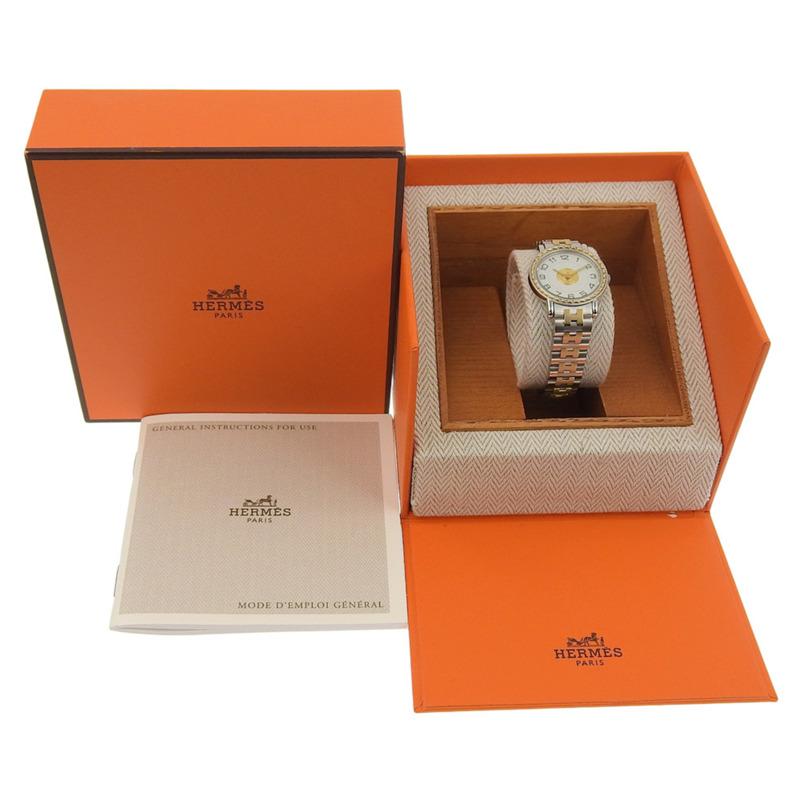 愛馬仕 SE4.220 系列女士不鏽鋼石英模擬顯示白色錶盤腕錶-8