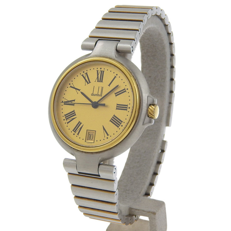 登喜路女士不鏽鋼石英模擬腕錶,金色錶盤-1